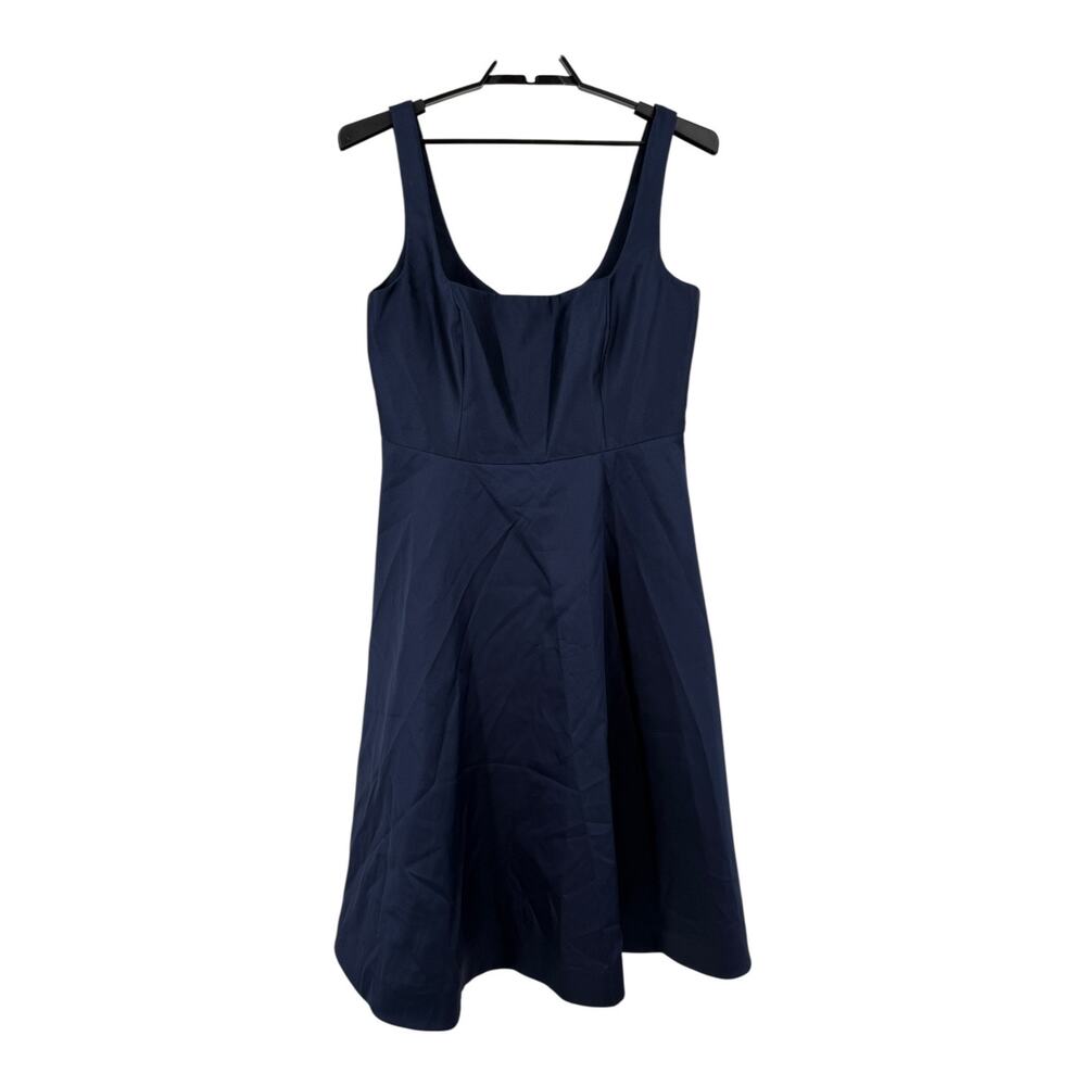 Dessy Collection dress 3140 square neck satin midi sleeveless size 18 DEFECT